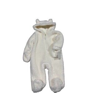 Lullaby Infant Baby Ivory Cream Bear Sherpa Bunting Snowsuit 3-6 Months